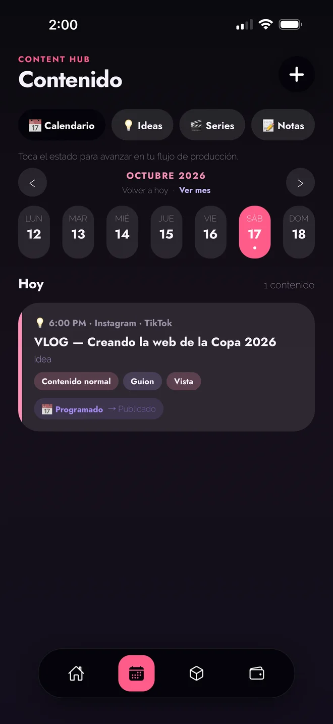 Pantalla de contenido